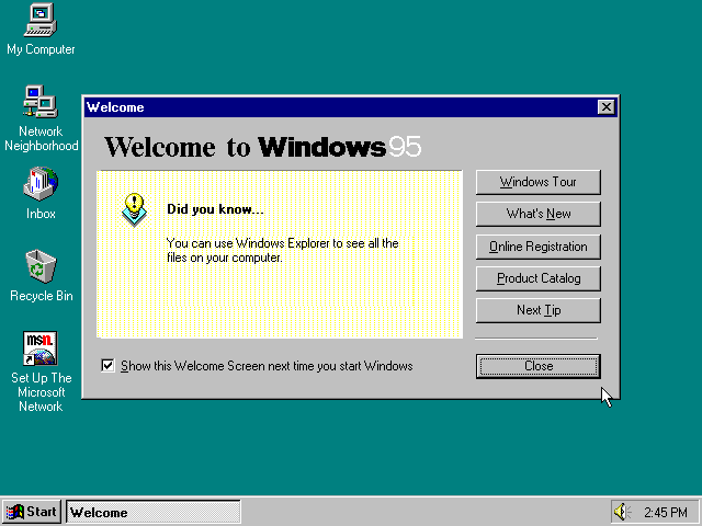 Windows 95 Welcome Dialog (1995)